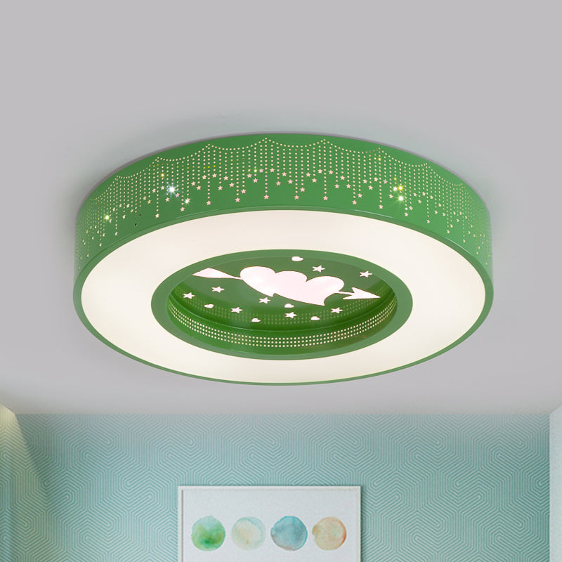 Macaron Acrylic LED Ceiling Lamp - Blue/Yellow/Green, 16"/19.5"/23.5" Round Flush Mount, Bedroom Lighting