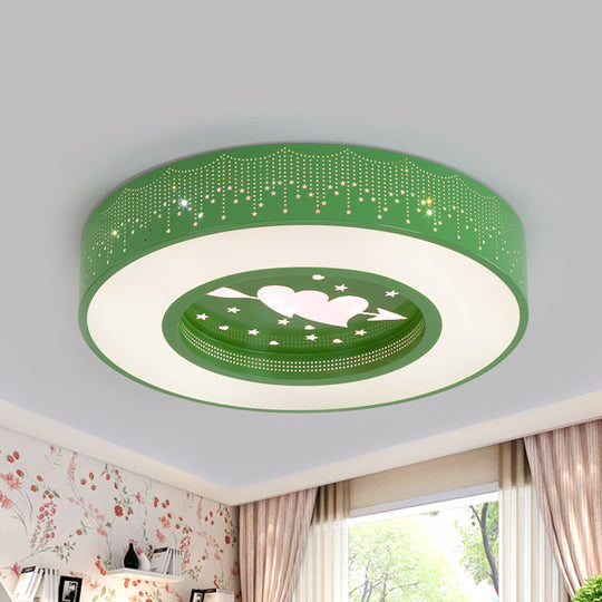 Macaron Acrylic LED Ceiling Lamp - Blue/Yellow/Green, 16"/19.5"/23.5" Round Flush Mount, Bedroom Lighting