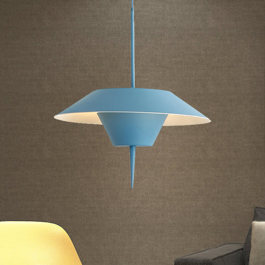 Modern Grey/White/Pink Cone Ceiling Light With Inverted Conical Insert - Metal Drop Pendant 12/16W