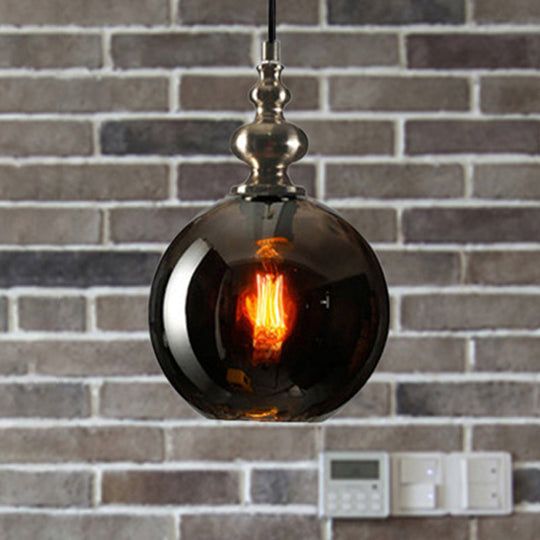 Modern Stylish Clear/Smoke Gray Dimpled Glass Pendant Lamp - 8"/10" W Global Shade Hanging Lighting for Living Room