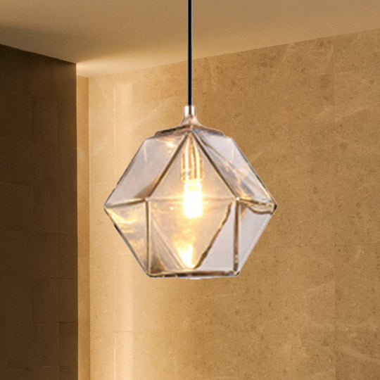 Suspension géométrique moderne en verre - 1 luminaire suspendu gris clair/ambre