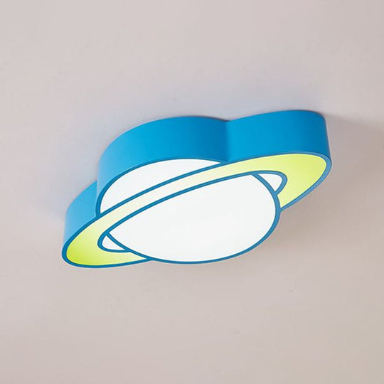 Cartoon LED Planet Ceiling Lamp with Blue Finish - Perfect for Kindergarten