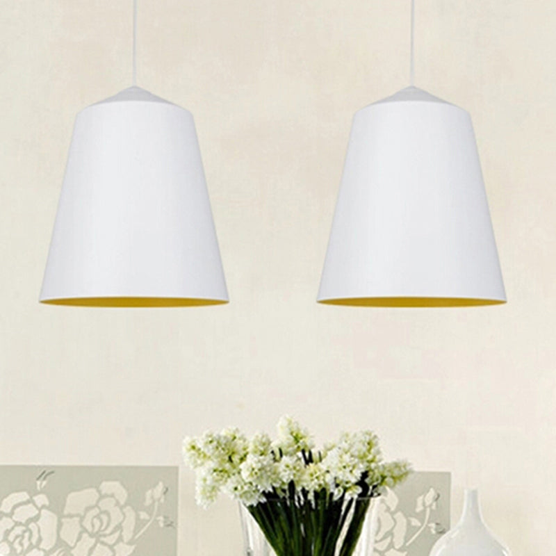 Modern Metal Bell Pendant Light - 6"/13" Wide, 1 Light, Black/White, Hanging Ceiling Lighting