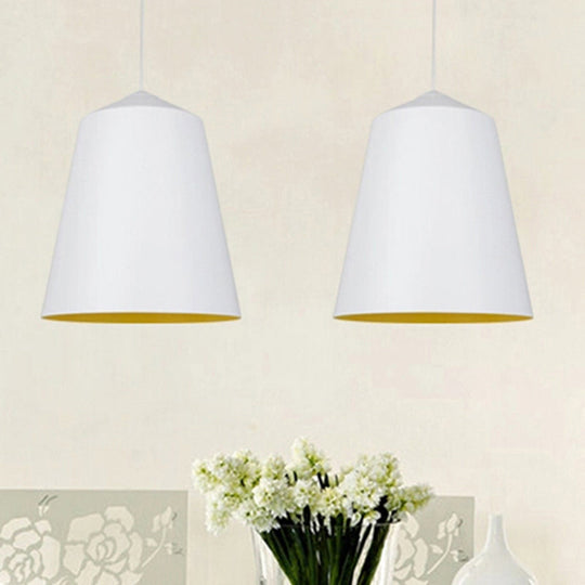 Modern Metal Bell Pendant Light - 6"/13" Wide, 1 Light, Black/White, Hanging Ceiling Lighting