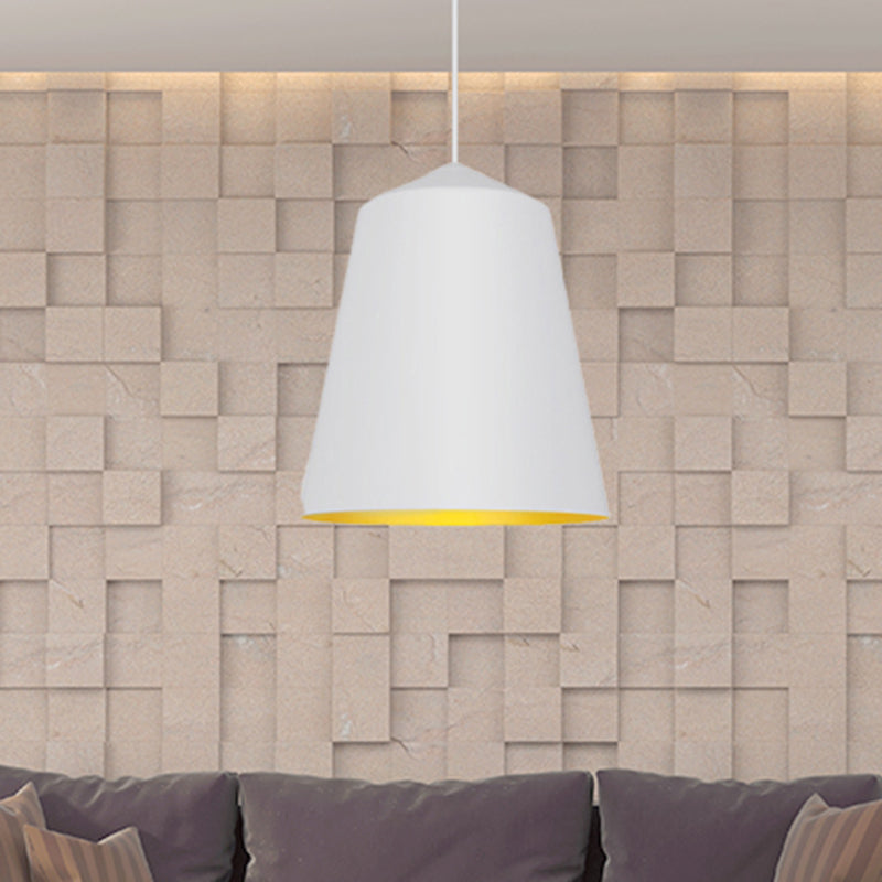 Modern Metal Bell Pendant Light - 6"/13" Wide, 1 Light, Black/White, Hanging Ceiling Lighting