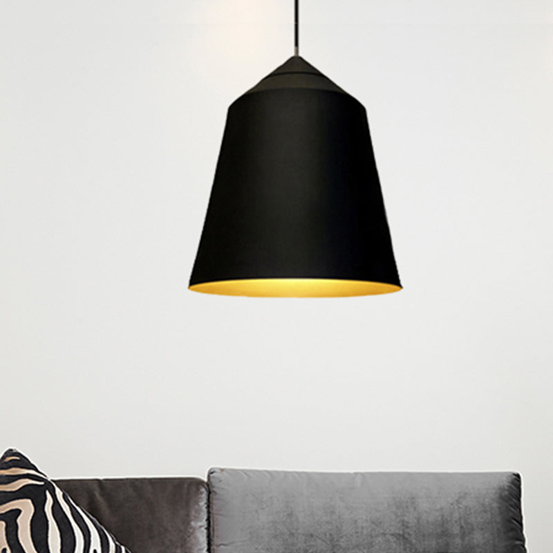Modern Metal Bell Pendant Light - 6"/13" Wide, 1 Light, Black/White, Hanging Ceiling Lighting