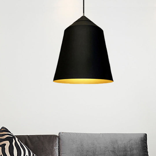 Modern Metal Bell Pendant Light - 6"/13" Wide, 1 Light, Black/White, Hanging Ceiling Lighting