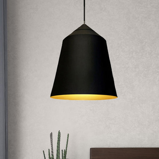 Contemporary 6/13 Wide Bell Pendant Light - Elegant Metal Design 1 Black/White Ceiling Hanging