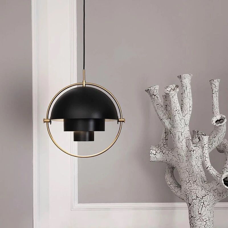 Hemispherical Pendant Lamp: Creative Metal Ceiling Light For Dining Room Black