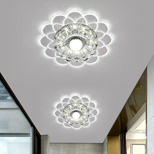 Modern Crystal Clear LED Flush Mount Light for Living Room - Scalloped Ceiling Mount Fixture