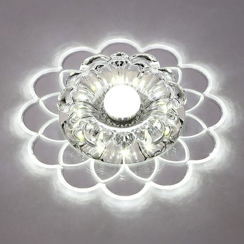 Modern Crystal Clear LED Flush Mount Light for Living Room - Scalloped Ceiling Mount Fixture