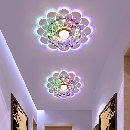 Modern Crystal Clear LED Flush Mount Light for Living Room - Scalloped Ceiling Mount Fixture