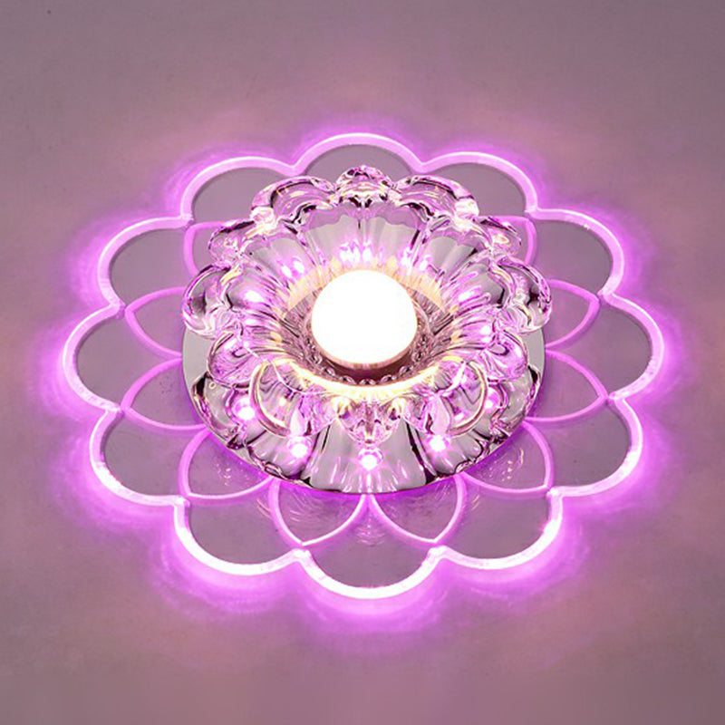 Modern Crystal Clear LED Flush Mount Light for Living Room - Scalloped Ceiling Mount Fixture