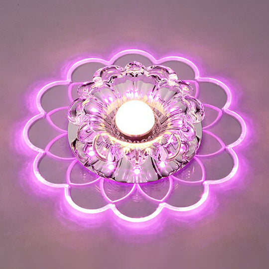 Modern Crystal Clear LED Flush Mount Light for Living Room - Scalloped Ceiling Mount Fixture
