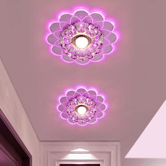 Modern Crystal Clear LED Flush Mount Light for Living Room - Scalloped Ceiling Mount Fixture