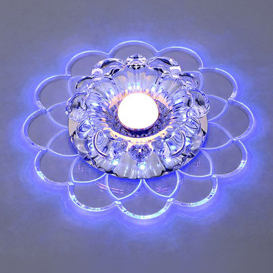 Modern Crystal Clear LED Flush Mount Light for Living Room - Scalloped Ceiling Mount Fixture