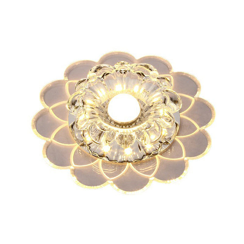 Modern Crystal Clear LED Flush Mount Light for Living Room - Scalloped Ceiling Mount Fixture
