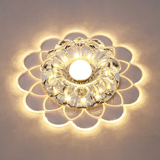 Modern Crystal Clear LED Flush Mount Light for Living Room - Scalloped Ceiling Mount Fixture