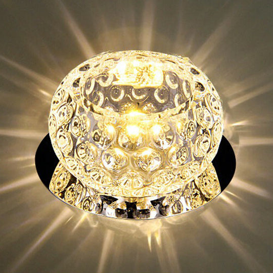 Crystal LED Flush Mount Spotlight for Corridor - Clear Dome Ceiling Light
