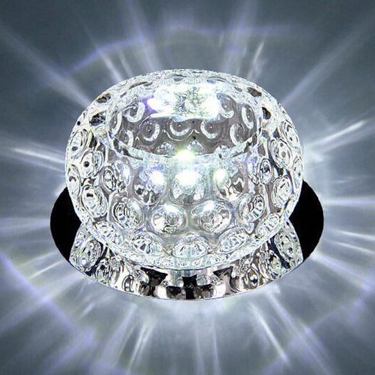 Crystal LED Flush Mount Spotlight for Corridor - Clear Dome Ceiling Light