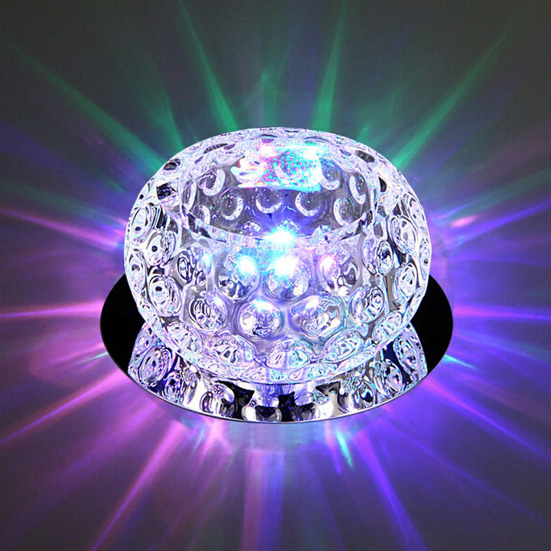 Crystal LED Flush Mount Spotlight for Corridor - Clear Dome Ceiling Light