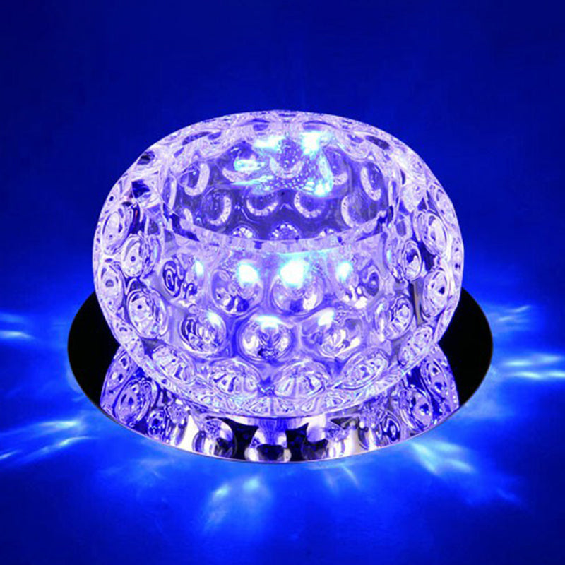 Crystal LED Flush Mount Spotlight for Corridor - Clear Dome Ceiling Light