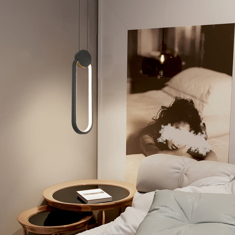 Nordic Black Circular LED Suspension Lamp - Stylish Bedroom Lighting Fixture