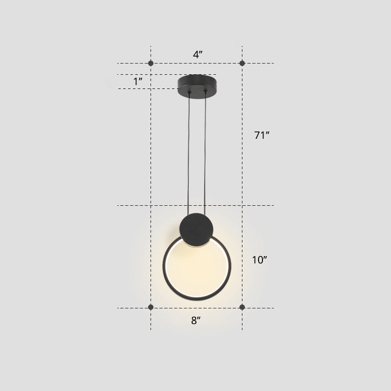 Nordic Black Circular LED Suspension Lamp - Stylish Bedroom Lighting Fixture