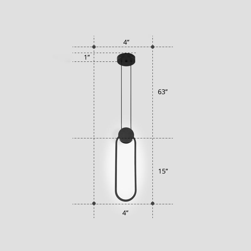 Nordic Led Suspension Light Fixture For Bedroom - Black Circular Hanging Lamp With Metallic Touch /
