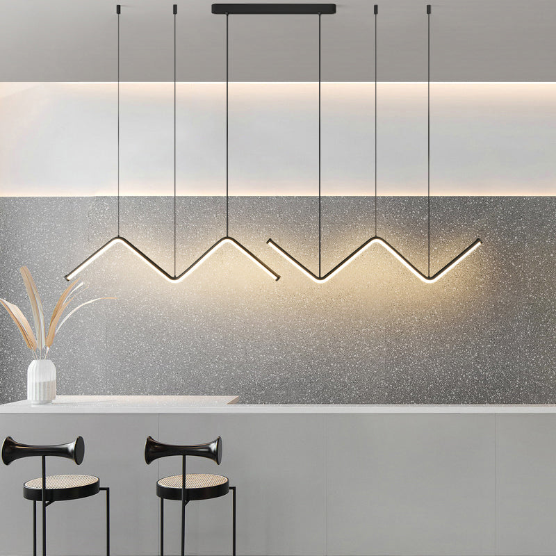 W-Shaped Led Pendant Light Fixture: Stylish Artistic Metal Island For Dining Room