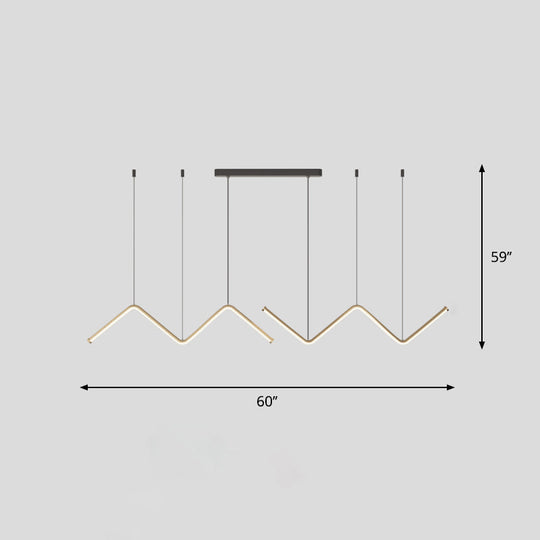 W-Shaped Led Pendant Light Fixture: Stylish Artistic Metal Island For Dining Room Gold / 60 Natural