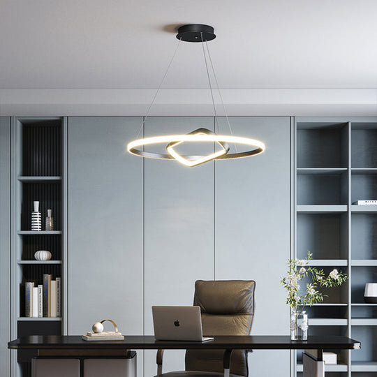 Nordic Aluminum LED Chandelier Pendant Light for Dining Room - Round & Square Design