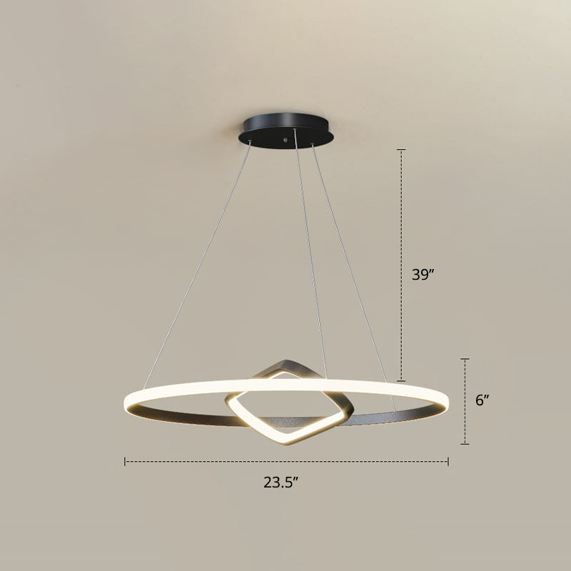 Nordic Aluminum LED Chandelier Pendant Light for Dining Room - Round & Square Design