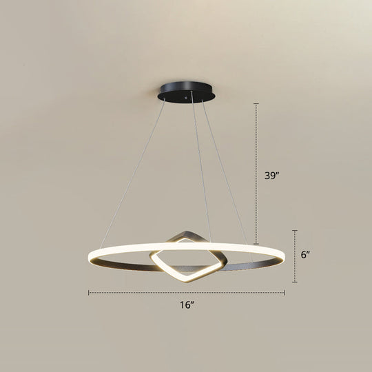 Nordic Aluminum LED Chandelier Pendant Light for Dining Room - Round & Square Design