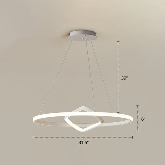 Modern Led Chandelier Nordic Aluminum Pendant Light For Dining Room White / 31.5 Warm