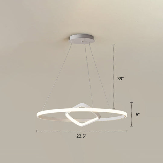 Modern Led Chandelier Nordic Aluminum Pendant Light For Dining Room White / 23.5 Warm