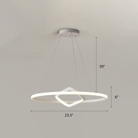 Modern Led Chandelier Nordic Aluminum Pendant Light For Dining Room White / 23.5 Remote Control