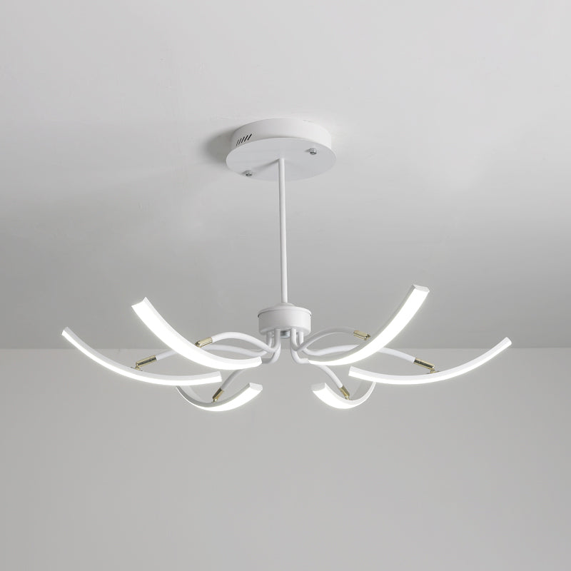 White Minimalistic Floral Chandelier Ceiling Lamp With Metal Led Suspension For Living Room 6 /
