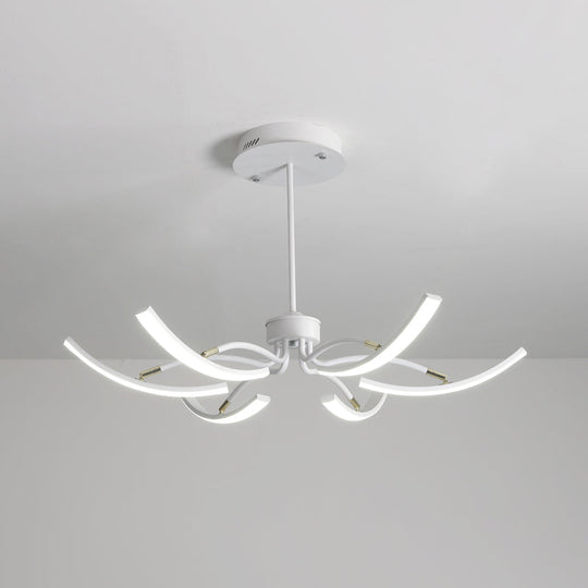 White Minimalistic Floral Chandelier Ceiling Lamp With Metal Led Suspension For Living Room 6 /