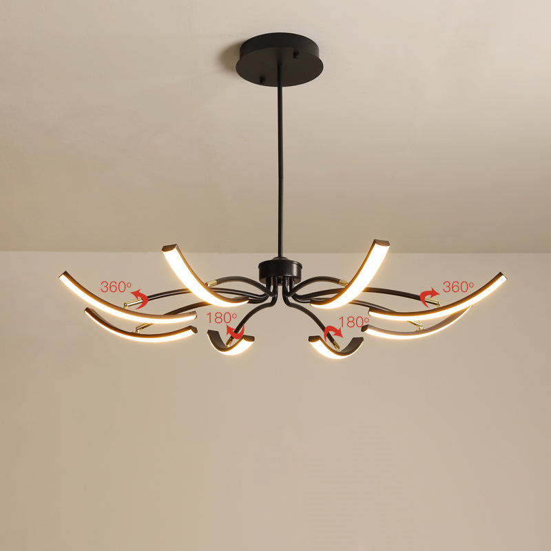 White Minimalistic Floral Chandelier Ceiling Lamp With Metal Led Suspension For Living Room