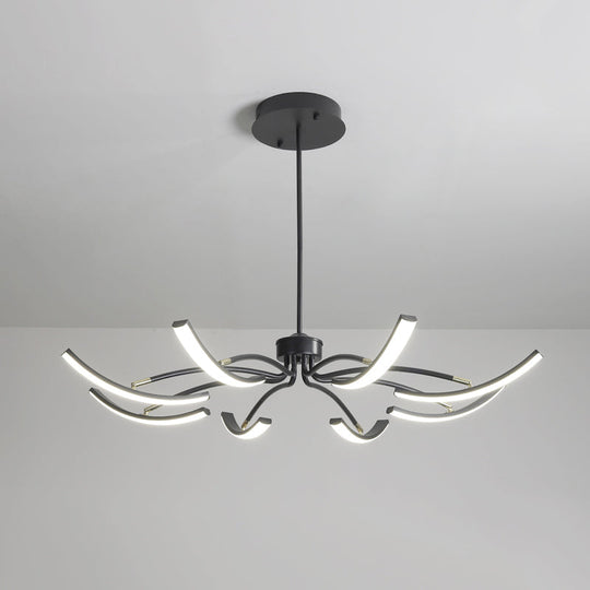 White Minimalistic Floral Chandelier Ceiling Lamp With Metal Led Suspension For Living Room 8 /