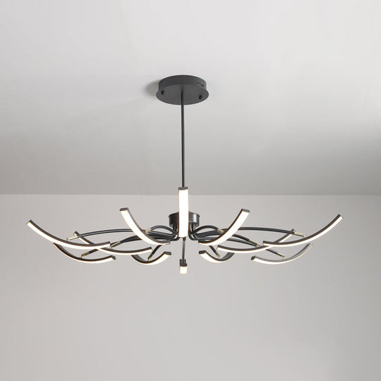 White Minimalistic Floral Chandelier Ceiling Lamp With Metal Led Suspension For Living Room 12 /