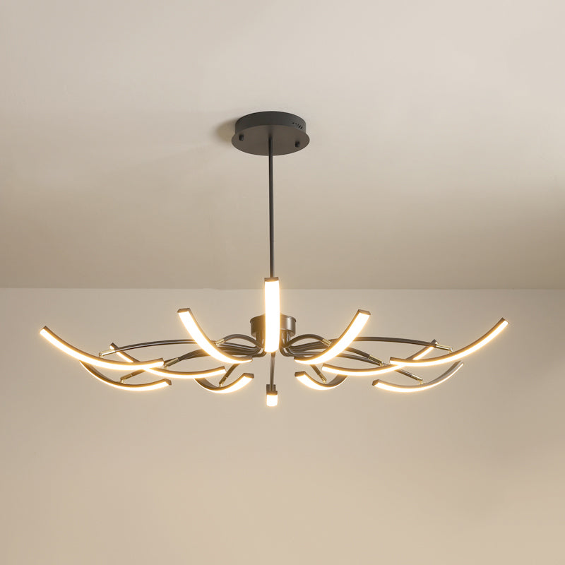 White Minimalistic Floral Chandelier Ceiling Lamp With Metal Led Suspension For Living Room 12 /