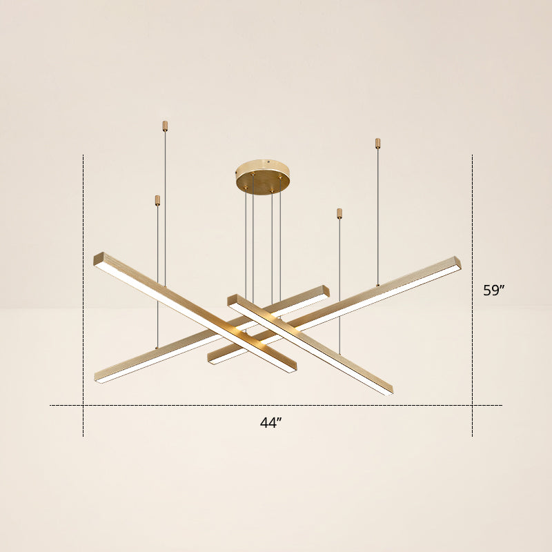 Adjustable Line Art Pendant Lamp: Minimalist Metal Led Chandelier For Bedroom Ceiling 4 / Gold Third