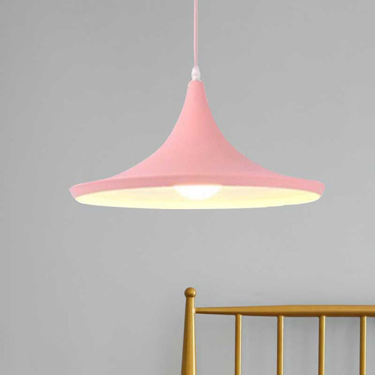 Macaron Style Metal Cone Pendant Light - 1/3 Light Pink/Yellow/Blue - Linear/Round Canopy