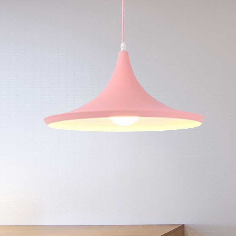 Macaron Style Metal Cone Pendant Light - 1/3 Light Pink/Yellow/Blue - Linear/Round Canopy