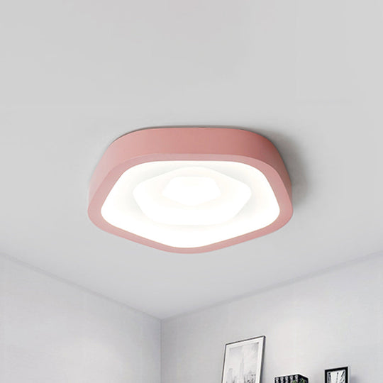 Nordic Style LED Flush Mount Bedroom Ceiling Light with Rose Shade - Perfect for Kids
