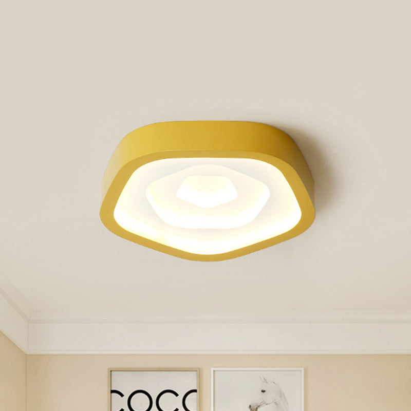 Nordic Style Led Flush Mount Bedroom Ceiling Light With Rose Shade - Perfect For Kids Yellow / 20.5