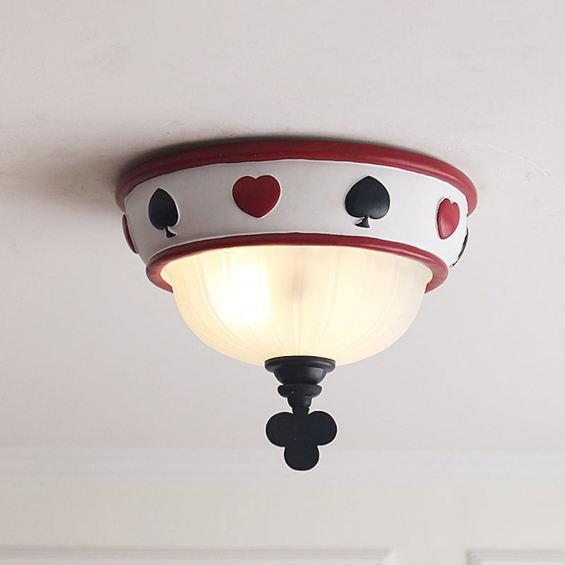 Poker Glass Children's Bedroom Ceiling Light - Modern White Ceiling Mount Fixture