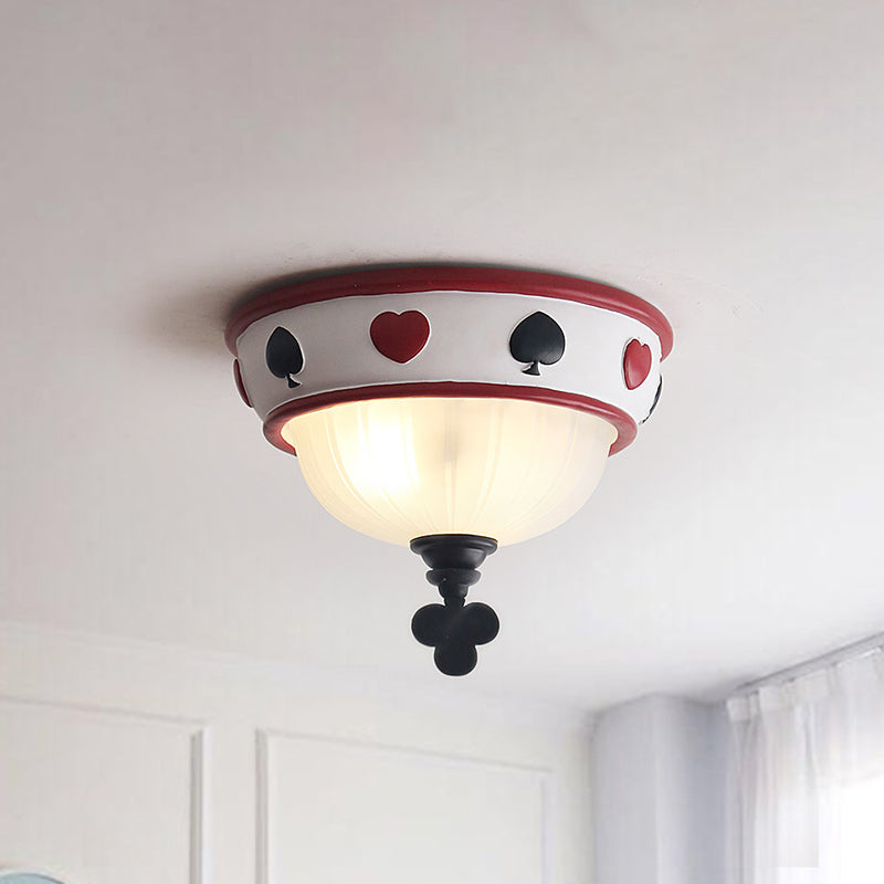 Poker Glass Children's Bedroom Ceiling Light - Modern White Ceiling Mount Fixture
